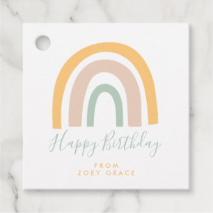 Modern Pastel Rainbow Birthday Gift Favour Tags
