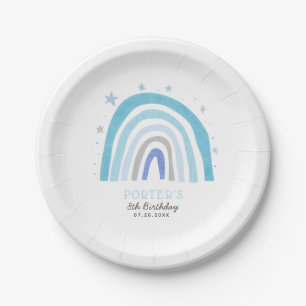 Modern Pastel Rainbow Boys Birthday Party  Paper Plate