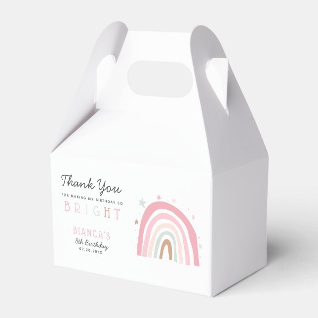 Modern Pastel Rainbow BRIGHT Birthday Party Favour Box (Front Side)