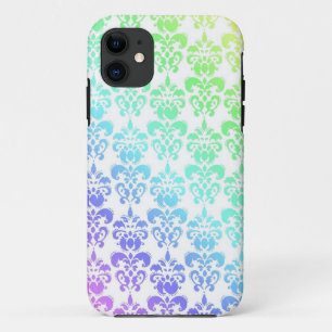 Modern pastel rainbow damask iPhone 11 case