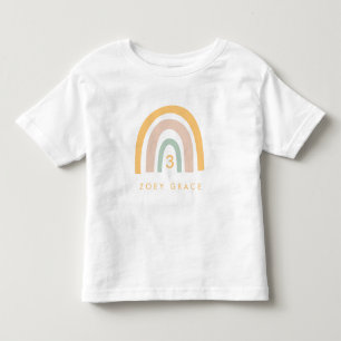 Modern Pastel Rainbow Girl's Birthday Age Toddler T-Shirt