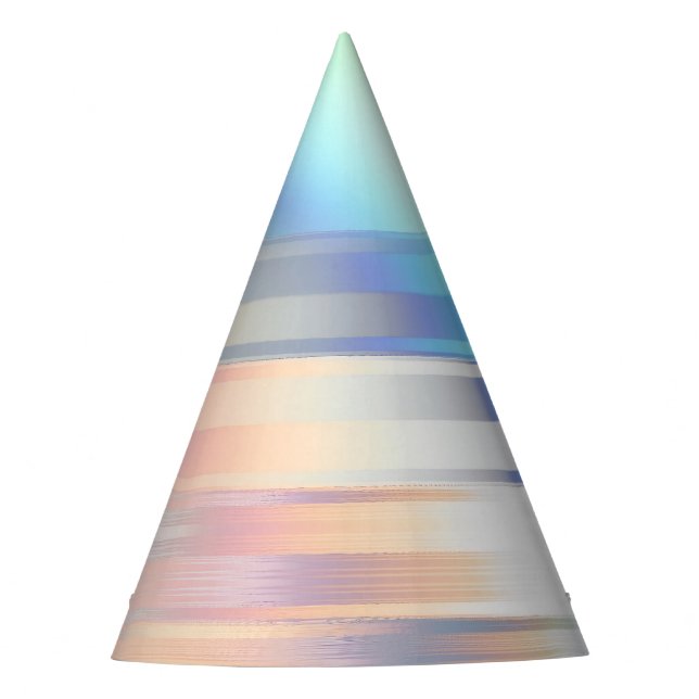  Modern Pastel Rainbow Mermaid Unicorn Holographic Party Hat (Front)