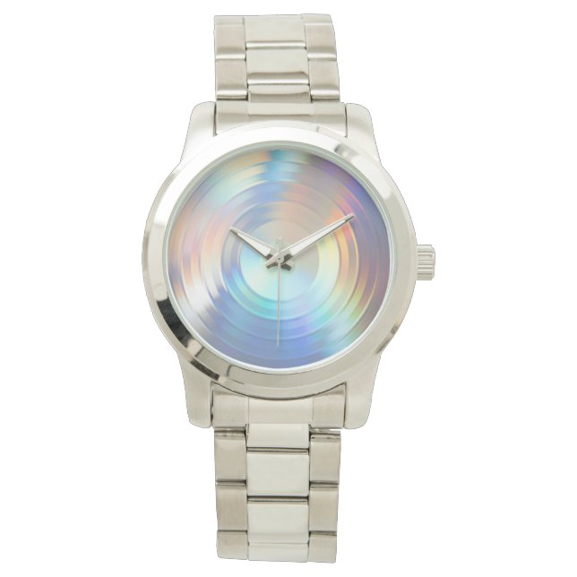  Modern Pastel Rainbow Mermaid Unicorn Holographic Watch (Front)