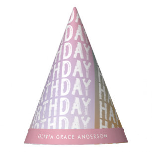 Modern pastel rainbow pink birthday party water hat