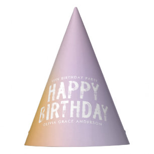 Modern pastel rainbow pink birthday party water party hat