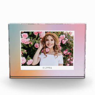 Modern pastel rainbow pink girly photo unique gift