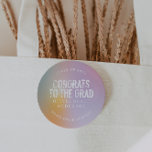 Modern pastel rainbow pink photo graduation party 7.5 cm round badge<br><div class="desc">Modern contemporary grungy photo graduation party decor . With space for photo and information on the back of the card. Modern girly pink,  pur[ple,  teal,  blue,  green,  orange,  yellow pastel rainbow and white colour can be customised to suit your style.</div>