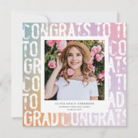 Modern pastel rainbow pink teal photo graduation