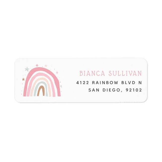 Modern Pastel Rainbow Stars Return Address (Front)
