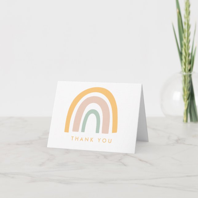 Modern Pastel Rainbow Thank You Card (Front)