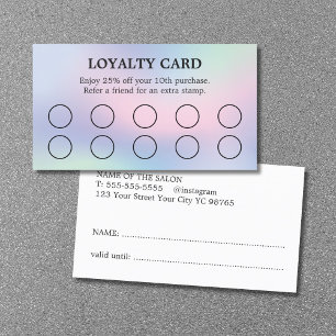 Modern Pastel Rose Blue Gradient Beauty Salon Loyalty Card