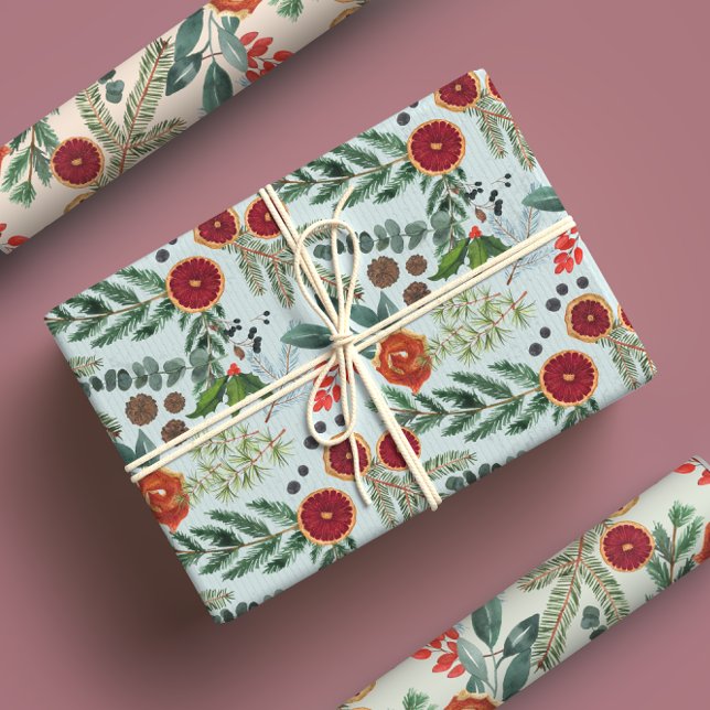 Modern Pastel Scandinavian Christmas Winter Forest Wrapping Paper Sheet (Creator Uploaded)