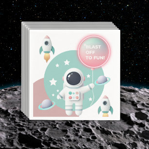 Modern Pastel Space Explorer Baby Shower Napkin