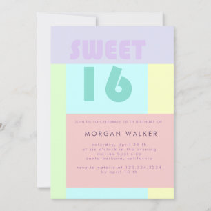 Modern Pastel   Sweet Sixteen Birthday Invitation