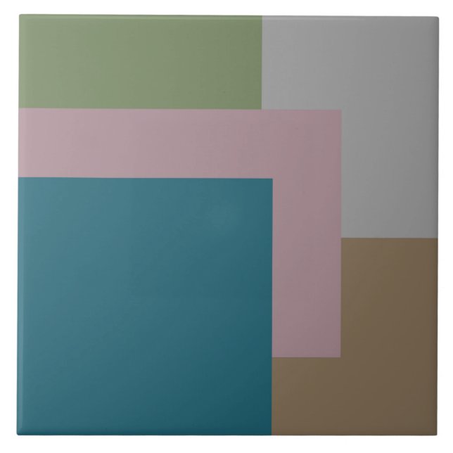 Modern, pastel ,teal ,blush, green grey, ochre tile (Front)