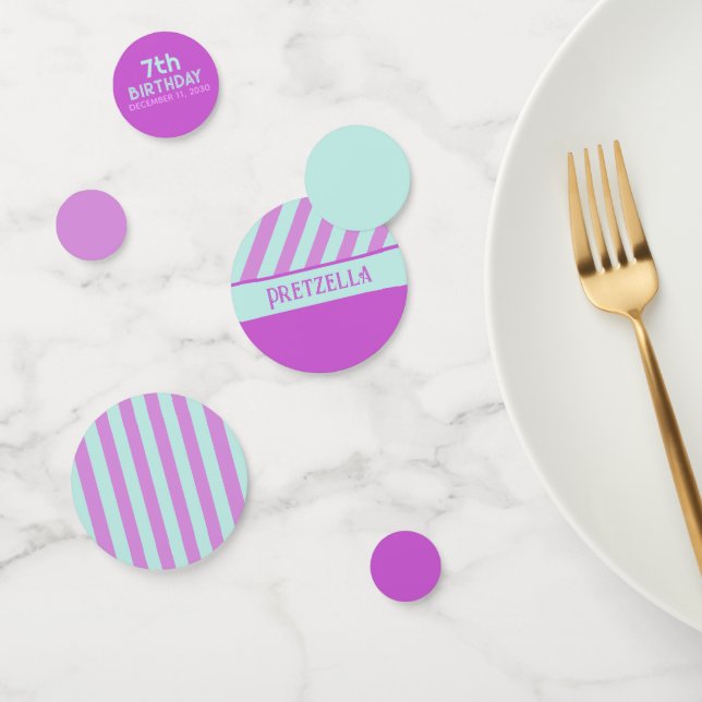 Modern Pastel Teal Pink Stripes Confetti (Group)