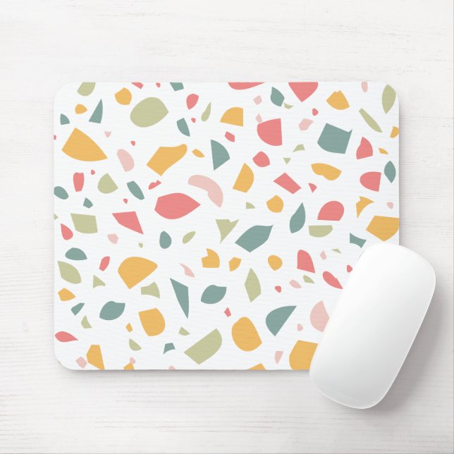 Modern pastel terrazzo pattern mouse mat (With Mouse)