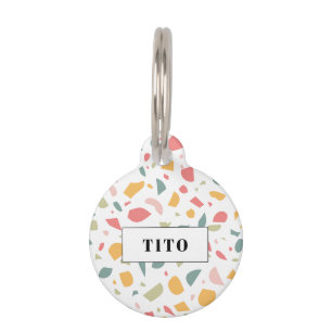 Modern pastel terrazzo pattern pet tag