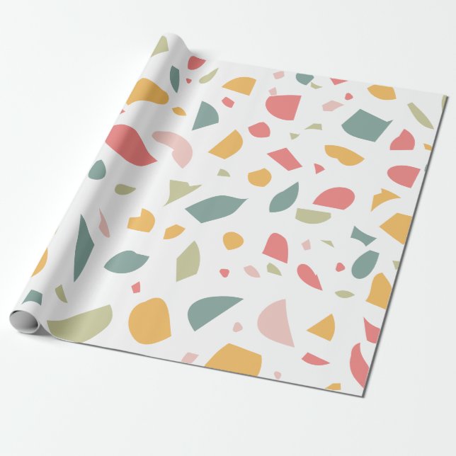 Modern pastel terrazzo pattern wrapping paper (Unrolled)