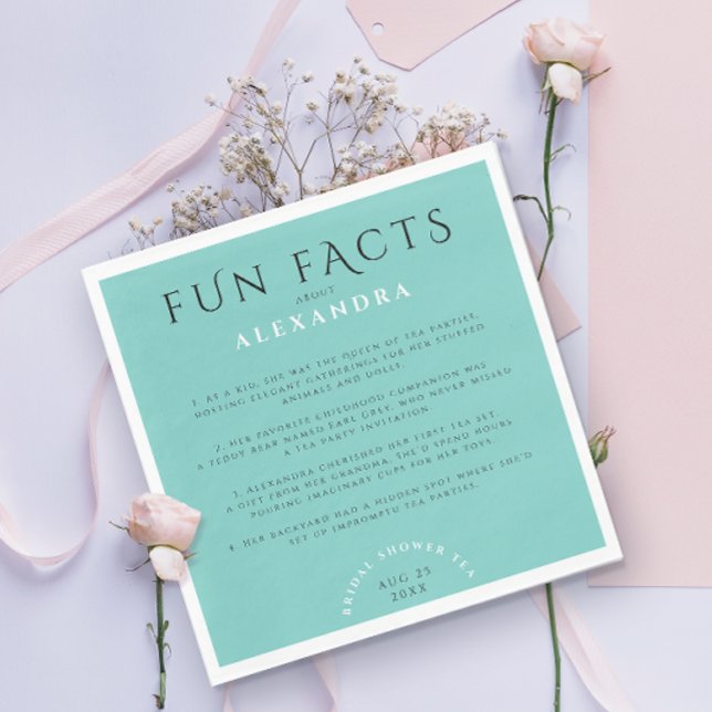 Modern Pastel Turquoise Mint Bridal Fun Facts  Napkin (Creator Uploaded)