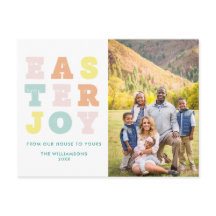 Modern Pastel Typographic Family Photo Easter 