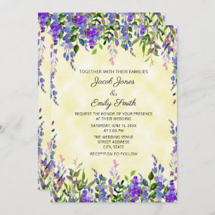 Modern Pastel Watercolor Lavender Yellow Wedding Invitation