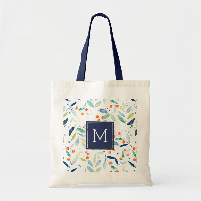 Modern Pastel Watercolors Botanical Pattern Tote Bag (Front)