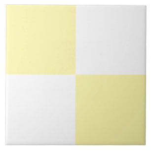 Modern Pastel Yellow White Chequered Ceramic Tile