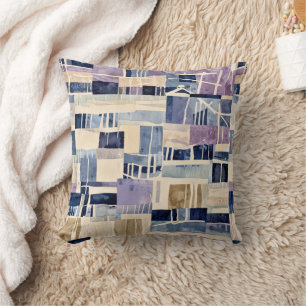 Modern Patches of Blues and Cream Cushion