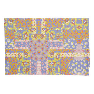 Modern Patchwork Daisy Flowers on Periwinkle Pillowcase