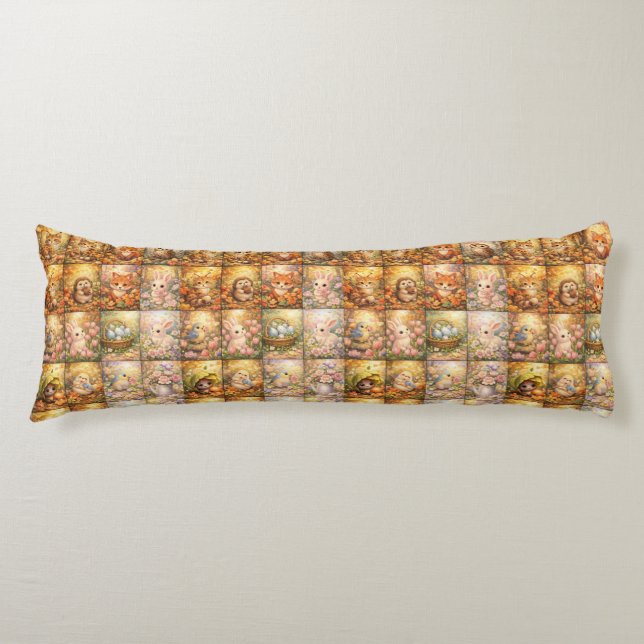 Modern Patchwork Pattern Collage Body Cushion (Front)