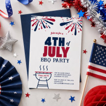 Modern Patriotic 4th of July BBQ Party Invitation