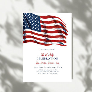 Modern Patriotic American Flag 4th of July Party Invitation
