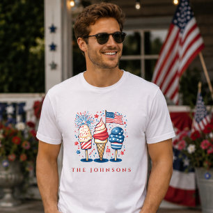 Modern Patriotic Popsicle Family Personalised T-Shirt