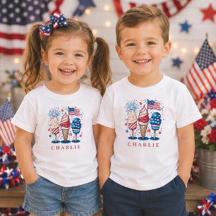 Modern Patriotic Popsicle Personalised Kids Toddler T-Shirt