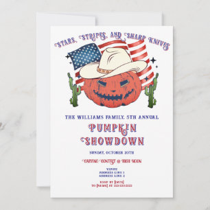Modern Patriotic Pumpkin Showdown Halloween Invitation