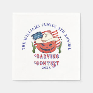 Modern Patriotic Pumpkin Showdown Halloween Napkin