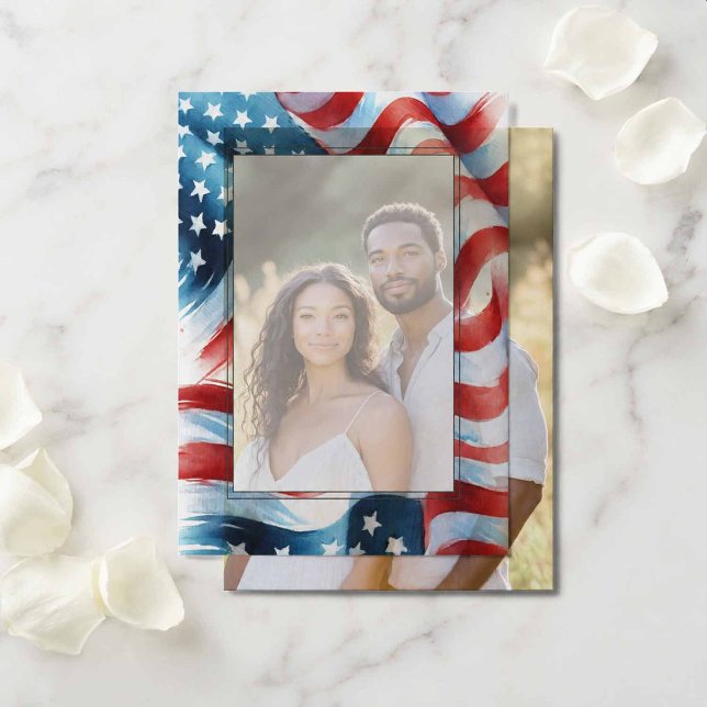 Modern Patriotic Vellum Wedding Invitation Insert (American flag 5x7 vellum sheet for wedding invitations)