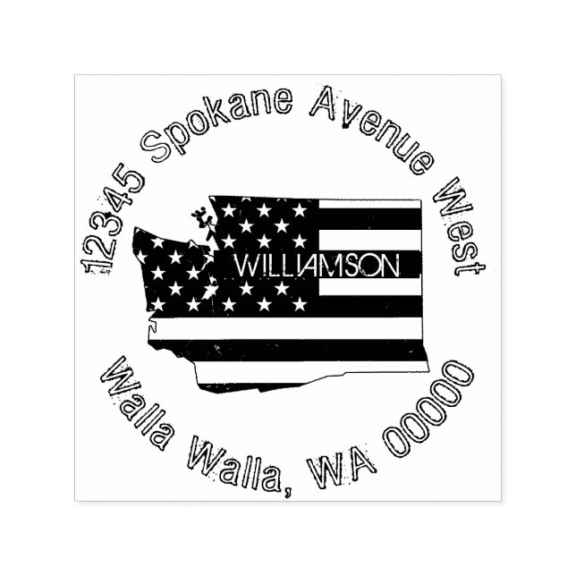 Modern Patriotic Washington Flag Return Address Self-inking Stamp (Design)