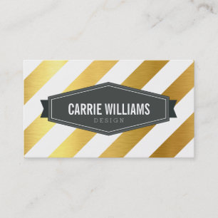 MODERN PATTERN angled stripe badge logo gold foil Business Card