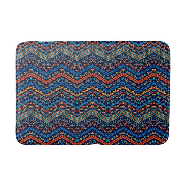 Modern pattern blue African style Bath Mat (Front)