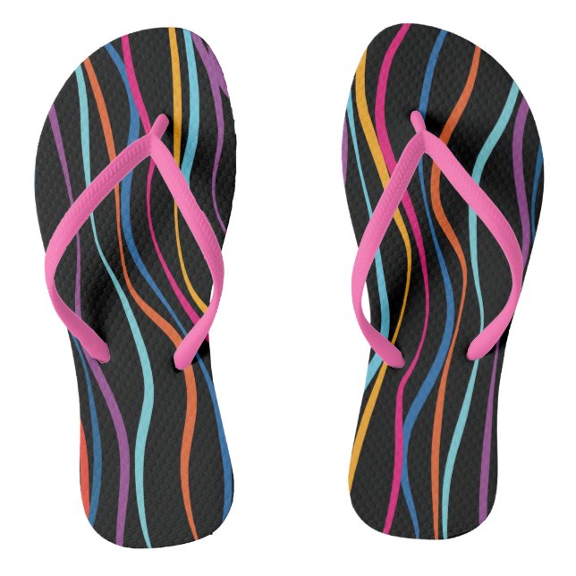Modern Pattern Coloured Waves   Flip Flops (Footbed)