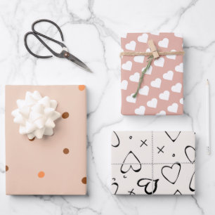 Modern pattern cute pink heart dots 21st birthday  wrapping paper sheet