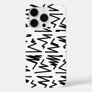Modern Pattern Design in Black and White iPhone 16 Pro Case