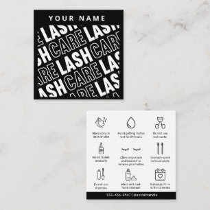 Modern Pattern Eyelash Extensions Lash Aftercare Square Business Card