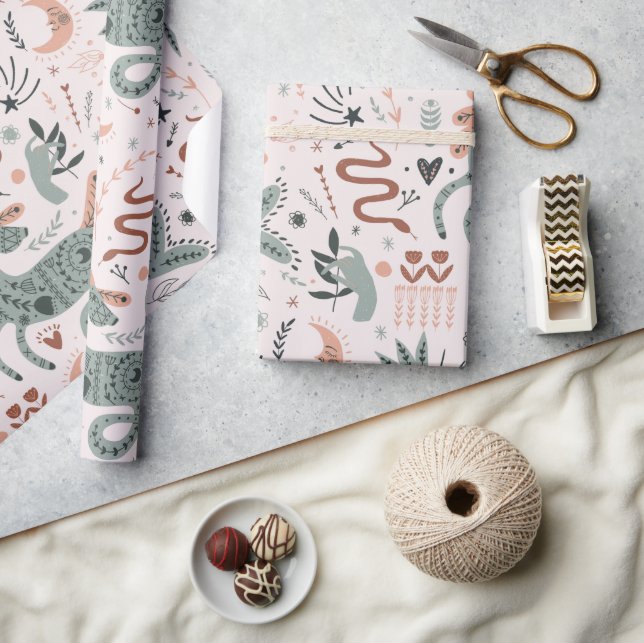 Modern pattern for birthday Pink gift Wrapping Paper (Crafts)