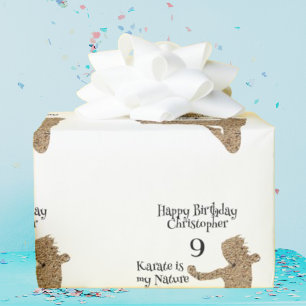 Modern Pattern Martial Arts Karate Kids Birthday Wrapping Paper