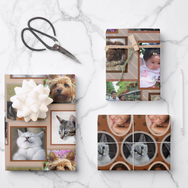 Modern Pattern Neutrals Any Occasion 9 Photo Wrapping Paper Sheet (Front)