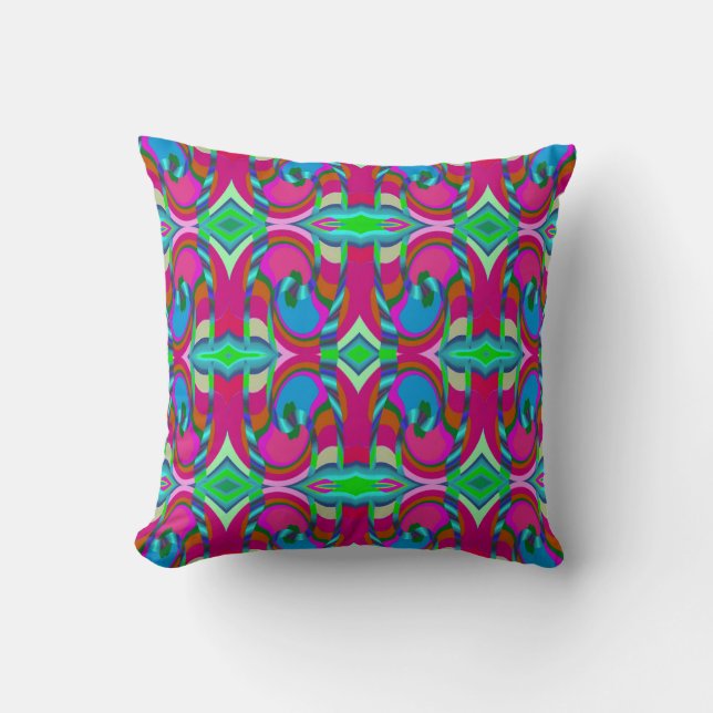 Modern Pattern  on Cranberry/Blue/Green Cushion (Front)