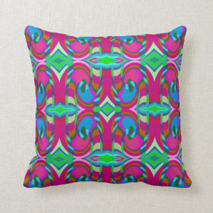 Modern Pattern  on Cranberry/Blue/Green Cushion